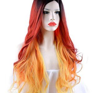 red orange yellow wig